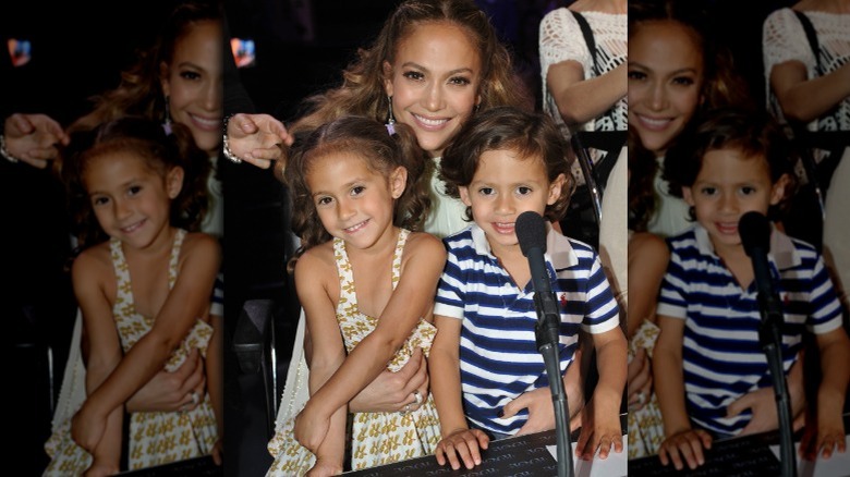 Jennifer Lopez with twins Emme and Max on lap