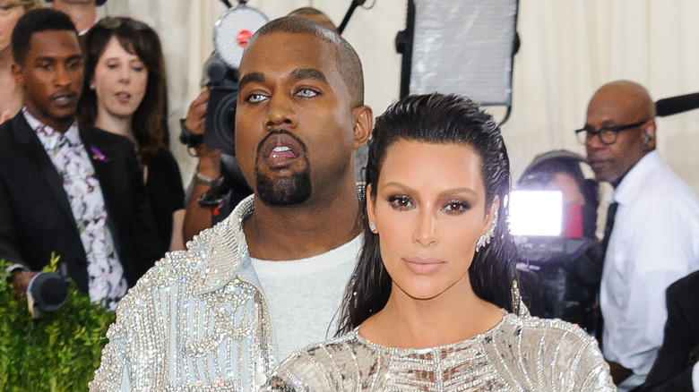 Kanye West and Kim Kardashian on the red carpet