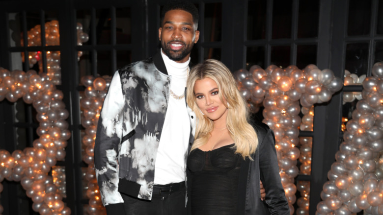 Khloé Kardashian and Tristan Thompson posing together