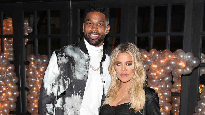 Tristan Thompson and Khloe Kardashian smiling