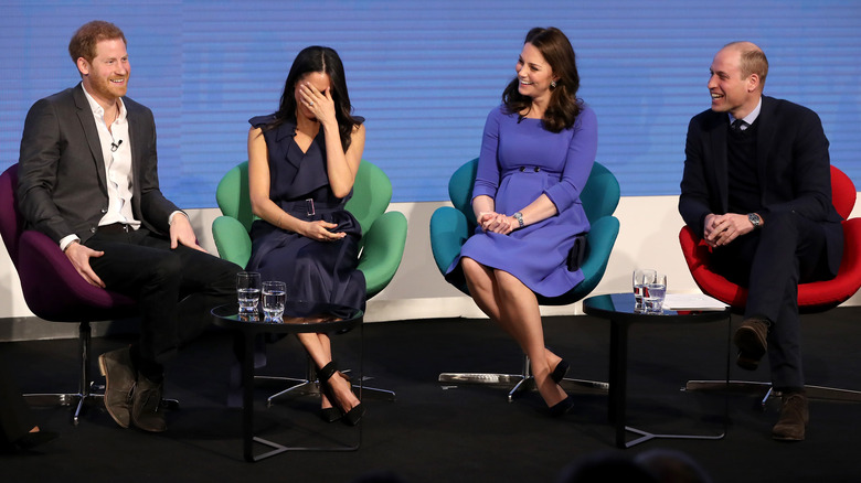 Prince Harry, Meghan Markle, Kate Middleton, and Prince William in conversation