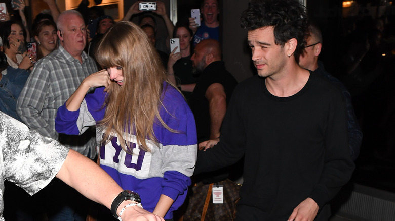 Taylor Swift and Matty Healy leave a recording studio in NYC