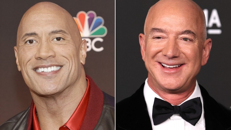 Side by side of Dwayne Johnson and Jeff Bezos