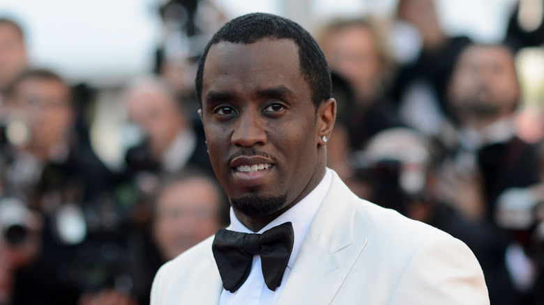 Diddy white tuxedo bow tie