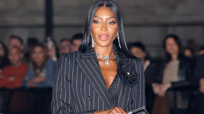 Naomi Campbell lips parted