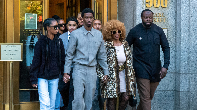 Diddy's children and mother leaving the courthouse