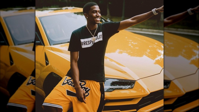 Christian Combs sits on Lamborghini 