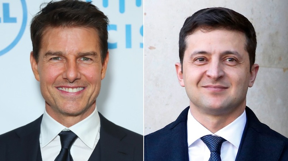 Tom Cruise and Volodymyr Zelensky; split image