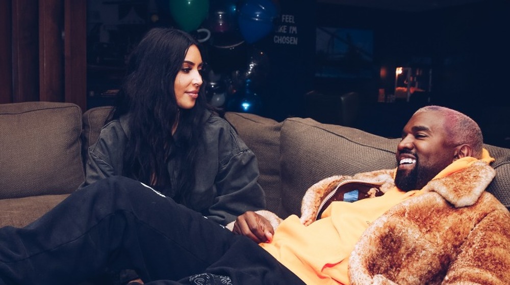 Kim Kardashian and Kanye West attend the Travis Scott Astroworld Tour at The Forum on December 19, 2018 