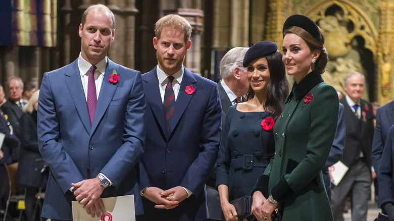 William, Kate, Harry and Meghan together