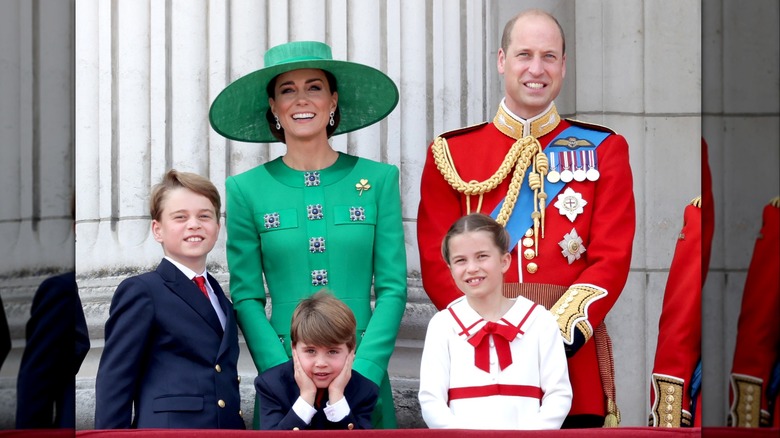 William, Kate, smiling with kids