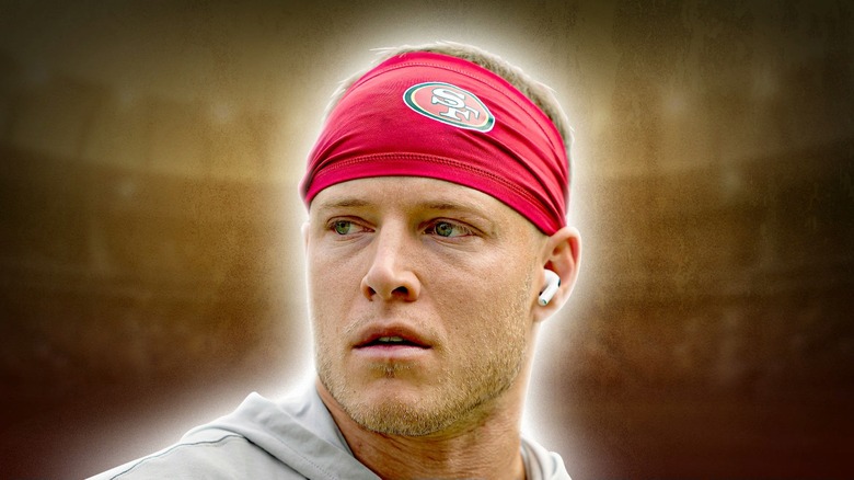 Christan McCaffrey in a San Francisco 49ers bandana