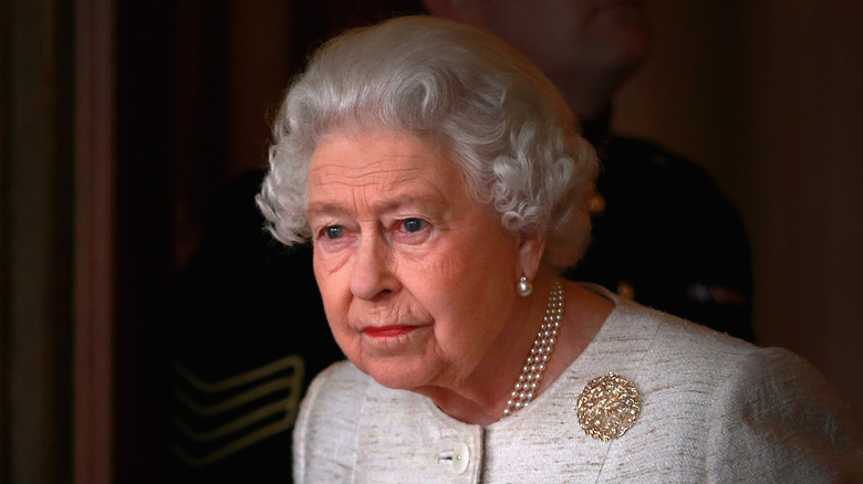 Queen Elizabeth looks pensive