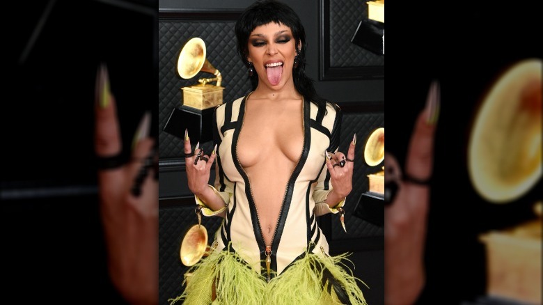 Doja Cat poses at the Grammys