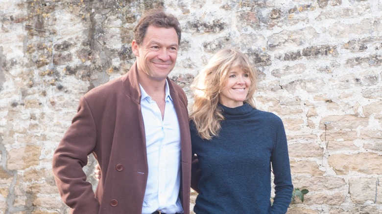 Dominic West and Catherine FitzGerald walking