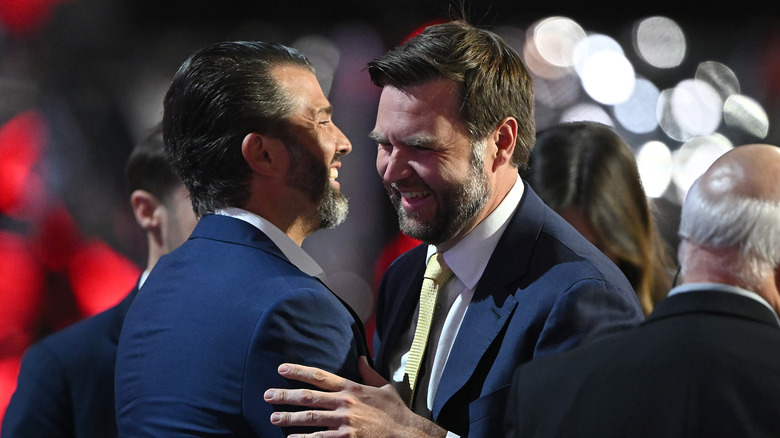 Donald Trump. Jr and JD Vance hugging