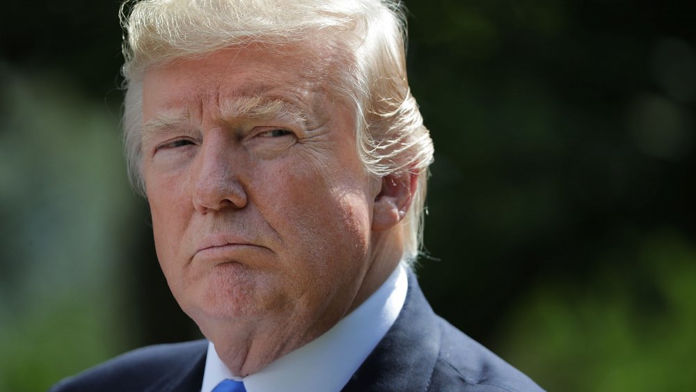 President Donald Trump at joint news conference with Lebanese Prime Minister Saad Hariri in 2017