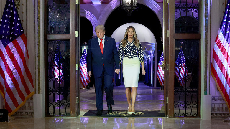 Donald and Melania Trump looking serious