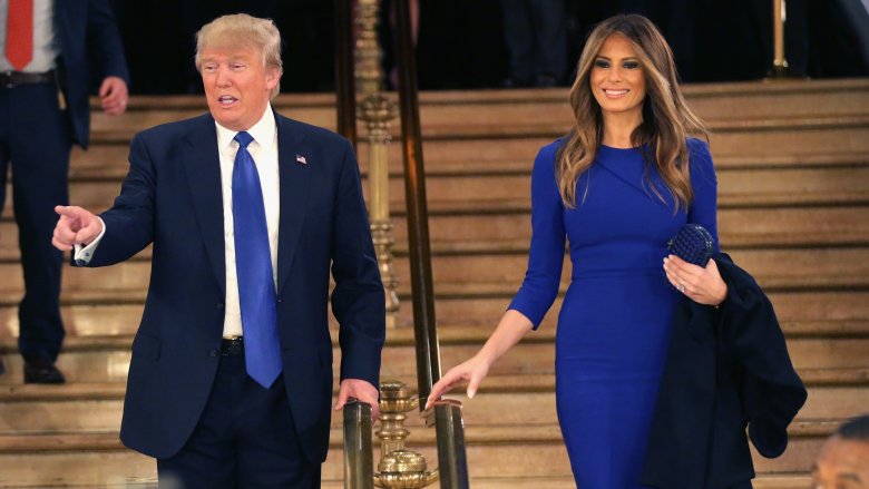 Donald and Melania Trump in matching blue