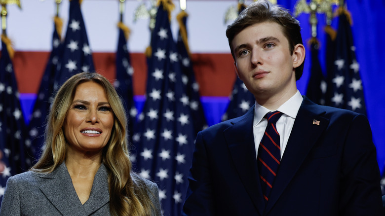 Melania Trump and Barron Trump smiling