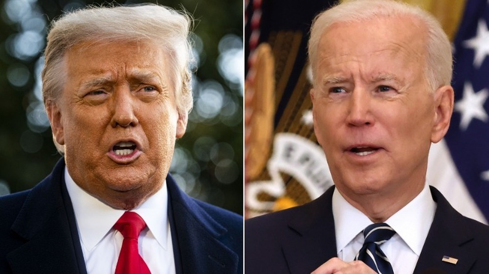 Donald Trump speaking and Joe Biden speaking 