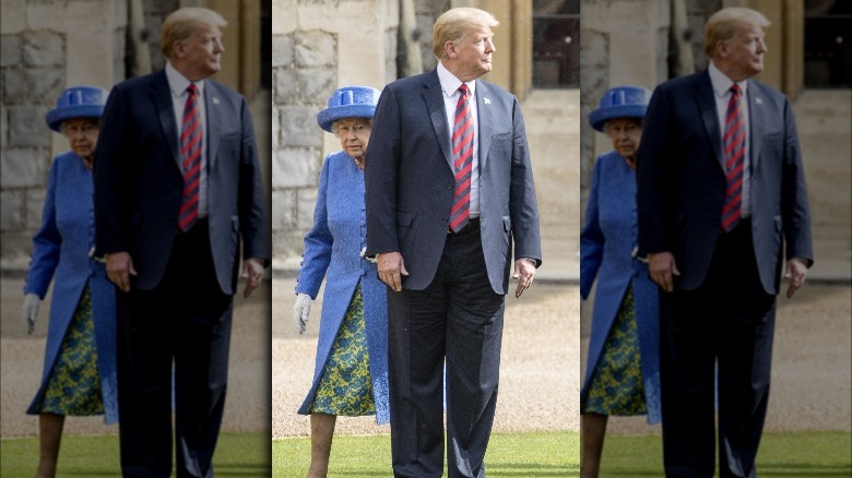 Queen Elizabeth behind Donald Trump in July 2018.