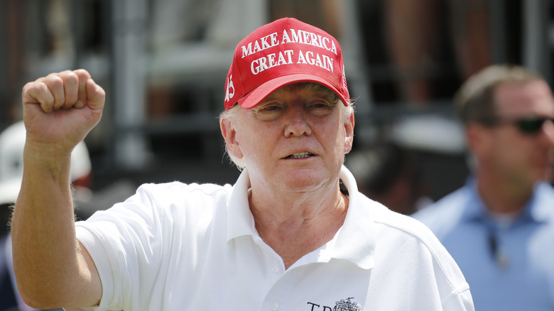 Donald Trump gives fist pump at LIV Golf Invitational