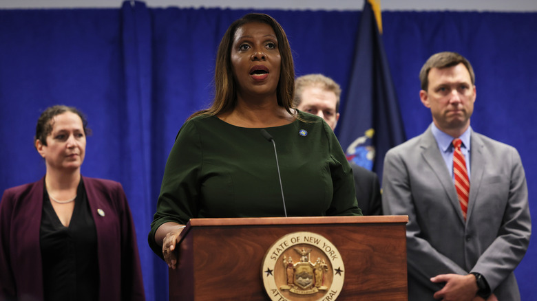 Letitia James speaking