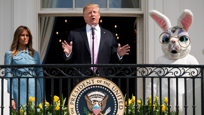 Donald and Melania with the Easter bunny