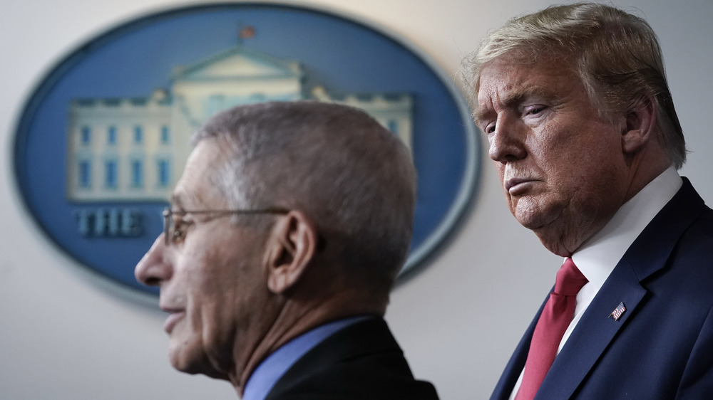 Doald Trump and Anthony Fauci at a press conference March 24 2020