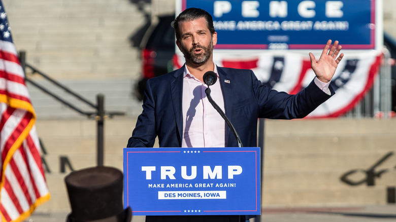 Donald Trump Jr speaks at the Iowa State Capitol 2020