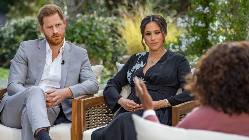 Prince Harry and Meghan Markle speaking to Oprah Winfrey