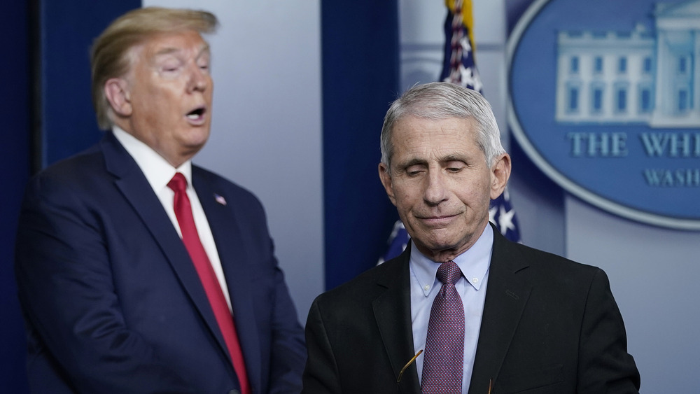 Donald Trump and Anthony Fauci at a press conference March 24, 2020
