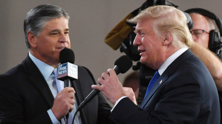 Donald Trump talking with Sean Hannity