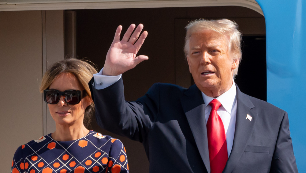 Donald and Melania Trump wave