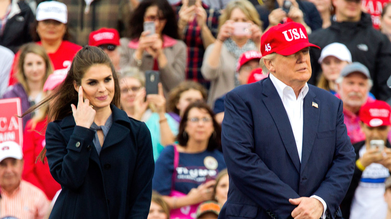 Hope Hicks and Donald Trump at rally