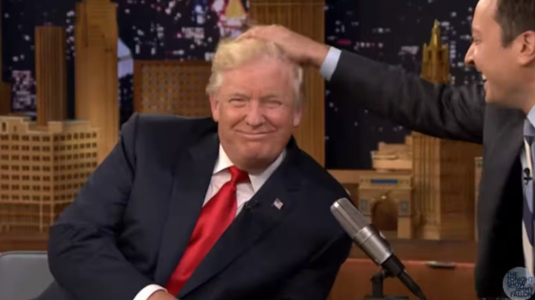 Jimmy Fallon tussling Donald Trump's hair