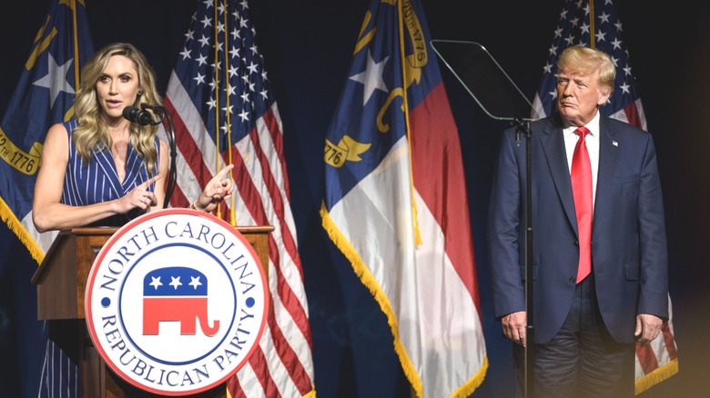 Donald Trump standing on stage in North Carolina