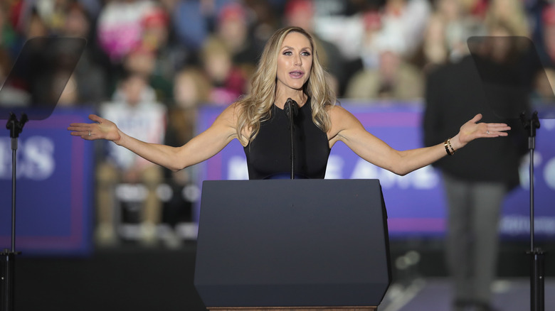 Lara Trump with arms outstretched