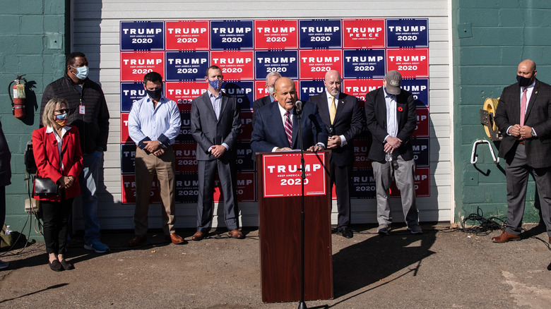 Rudy Giuliani speaking at a press conference