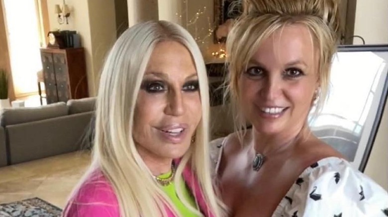 Donatella Versace and Britney Spears smiling