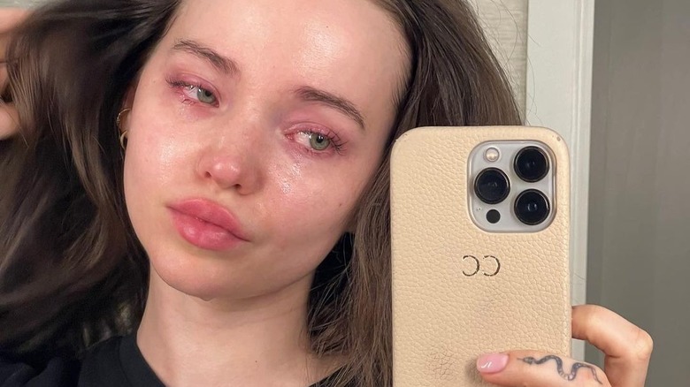 Dove Cameron takes a tearful selfie