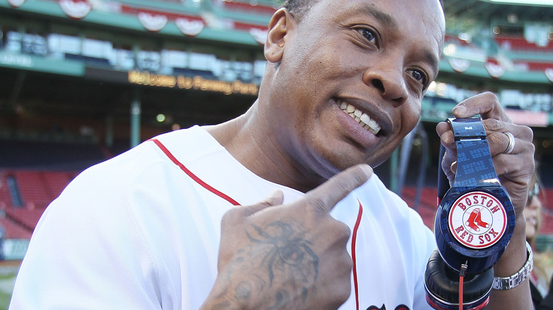 Dr. Dre with Beats By Dr. Dre at a Boston Red Sox game