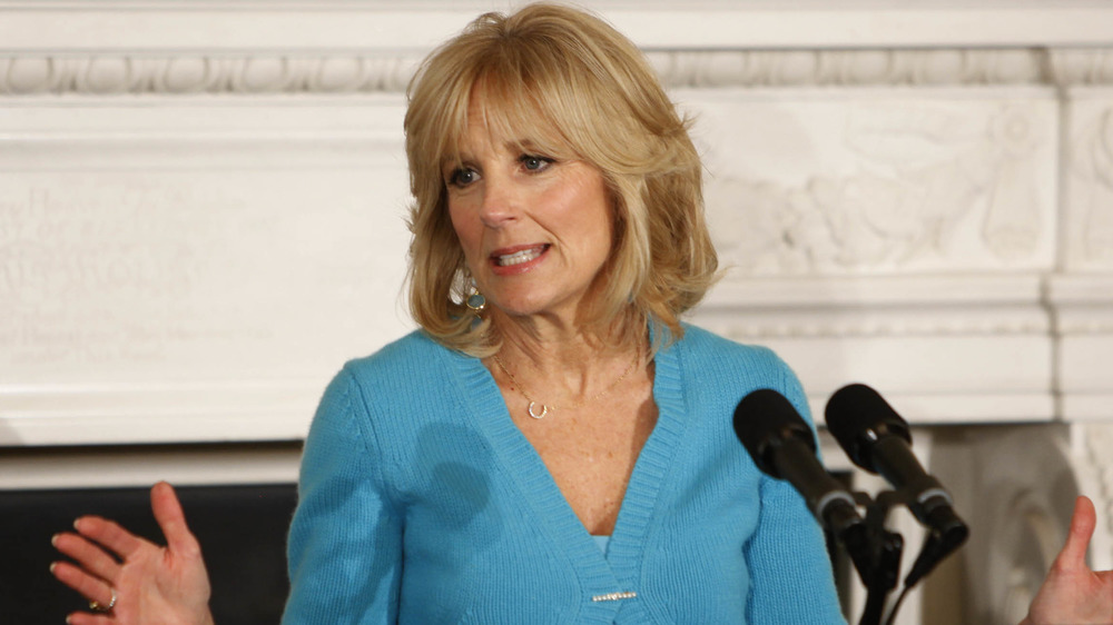 Dr. Jill Biden speaking to a crowd in 2013