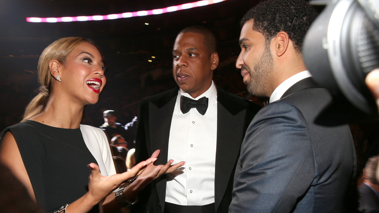 Beyonce, Jay-Z, and Drake talking