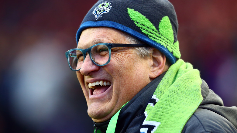 Drew Carey smiling at a Seattle Sounders FC Game