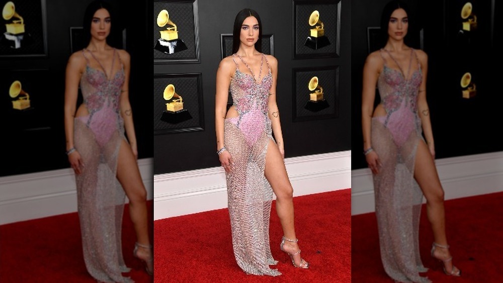 Dua Lipa on the Grammys red carpet