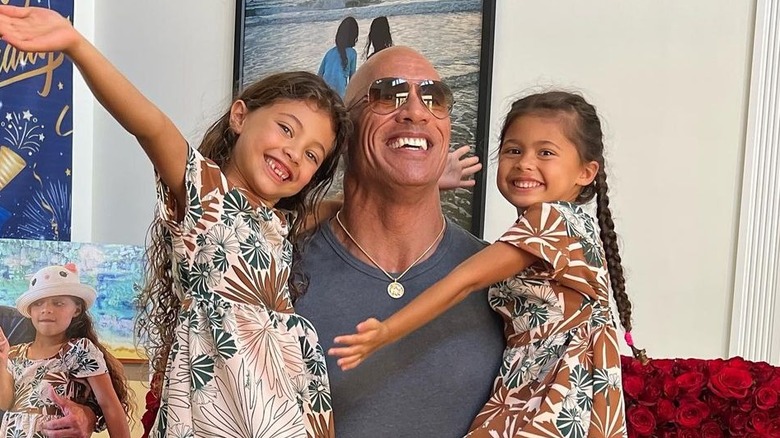 Dwayne Johnson smiling daughters