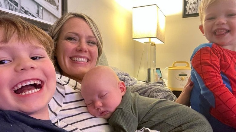 Dylan Dreyer and three sons smiling