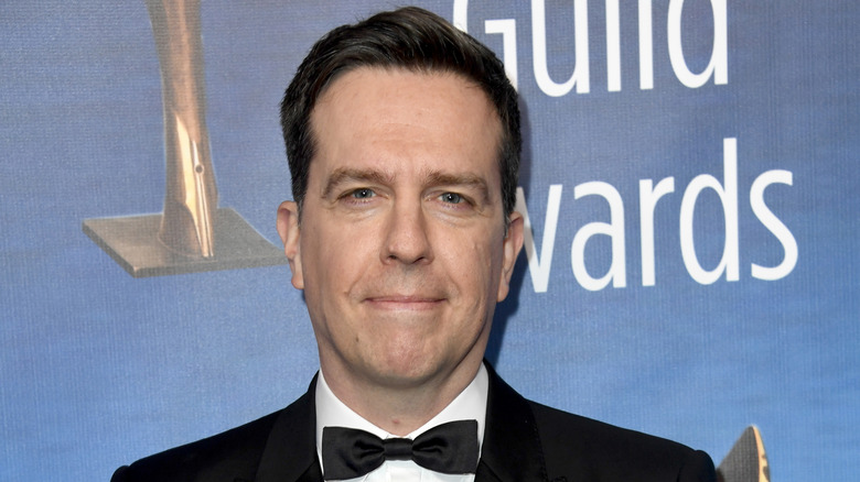 Ed Helms smirkng, bow tie